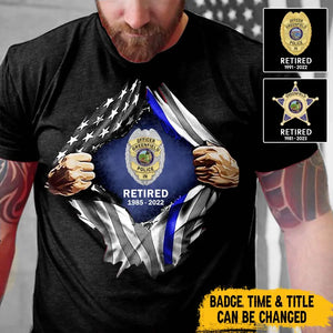 Personalized Retired US Police Badge & Service Time T-shirt Printed LVA241753