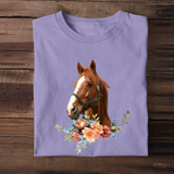 Personalized Upload Your Horse Photo Horse Flowers Horse Lovers Gift T-shirt Printed HN241764