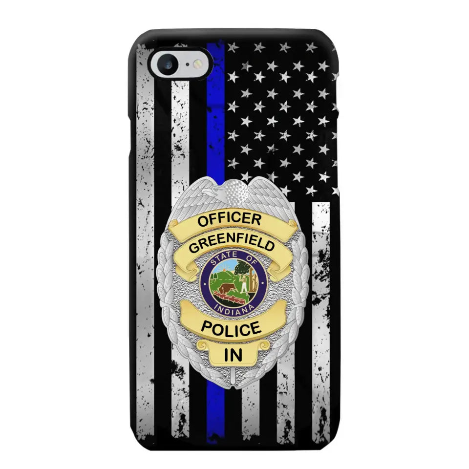 Personalized US Police Badge Police Officer US Flag Blue Line  Phonecase Printed LVA241798