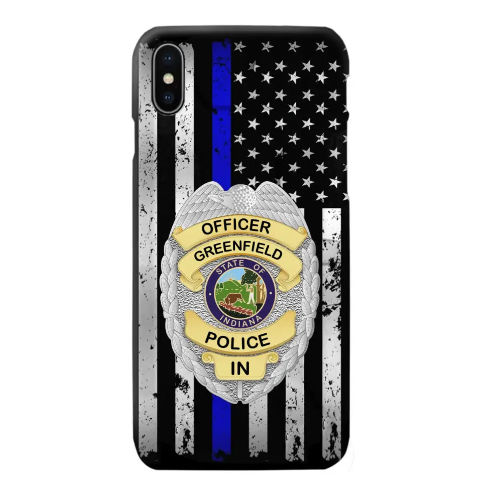 Personalized US Police Badge Police Officer US Flag Blue Line  Phonecase Printed LVA241798