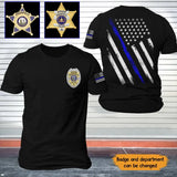 Personalized US Police Badge US Flag Blue Line T-shirt Printed KVH241834