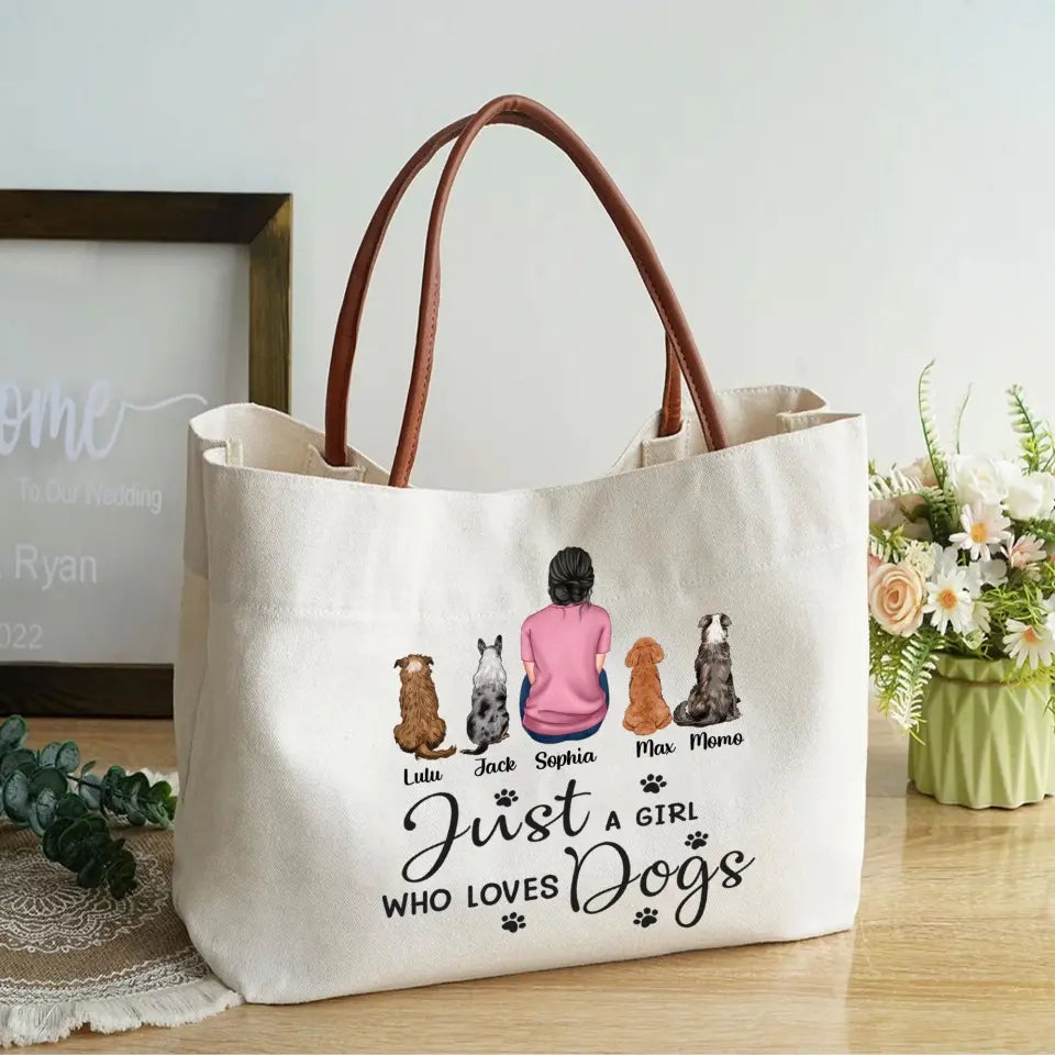 Personalized Just A Girl Who Loves Dogs Dog Mom Dog Lovers Gift Canvas Bag 2D Printed LVA241913