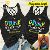 Personalized Besties Criss-Cross Open Back Camisole Tank Top JUE-DT30