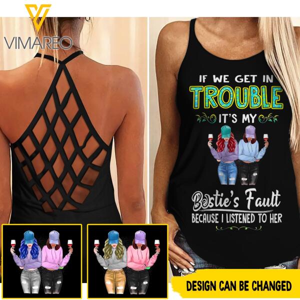 Bestie personalized Tshirt/CRISS-CROSS OPEN BACK CAMISOLE TANK TOP