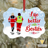 PERSONALIZED PARAMEDIC LIFE IS BETTER WITH BESTIES ORNAMENT PRINTED TNTQ1210