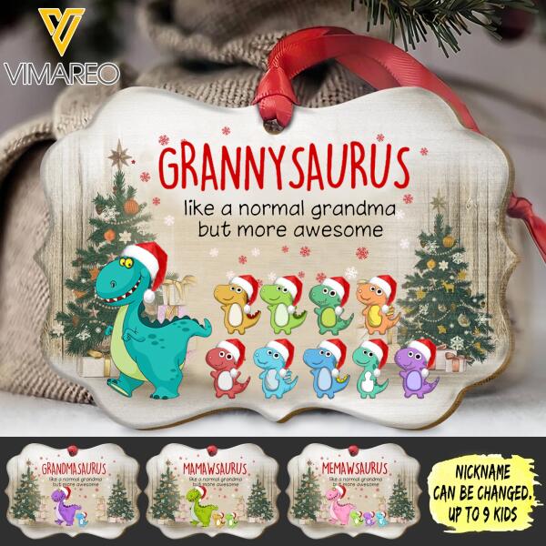 PERSONALIZED GRANDMASAURUS WITH KIDS CHRISTMAS KEYCHAIN TNTN1410