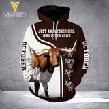 PERSONALIZED OCTOBER GIRL LOVES COWS HOODIE TNVQ1910