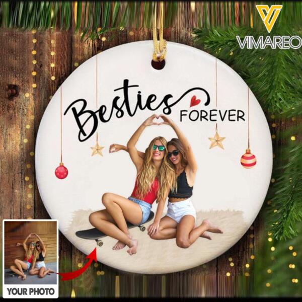 PERSONALIZED PHOTO BESTIES FOREVER HANGING ORNAMENT CHRISTMAS QTTQ0612