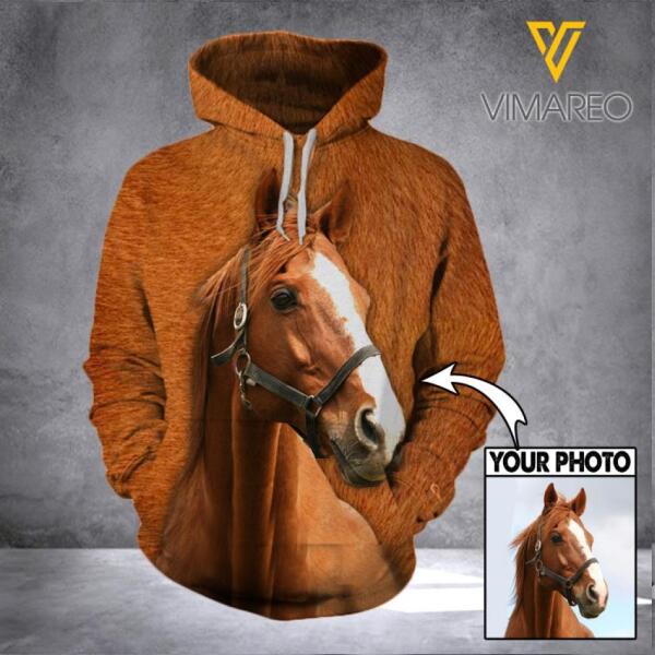 PERSONALIZED HORSE PHOTO UPLOAD HOODIE 3D PRINTED QTTQ1312