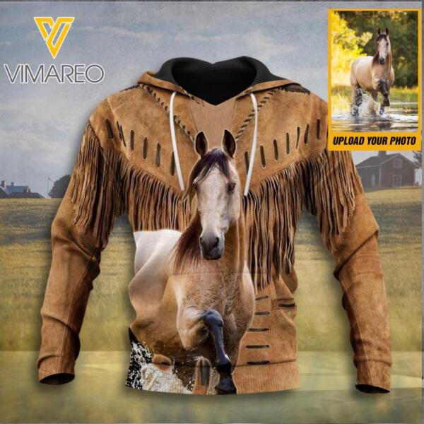 PERSONALIZED HORSE PHOTO UPLOAD HOODIE 3D PRINTED QTDT1412