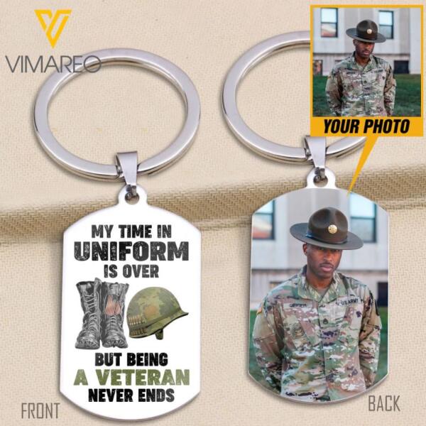 PERSONALIZED VETERAN 2 SIDE KEYCHAIN TNVQ2412