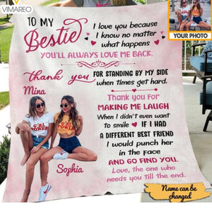 PERSONALIZED TO MY BESTIE PHOTO UPLOAD QUILT BLANKET PRINTED TNTQ0401