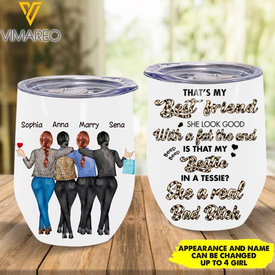 Personalized Besties Wine Tumbler Printed 22MAR-MQ10