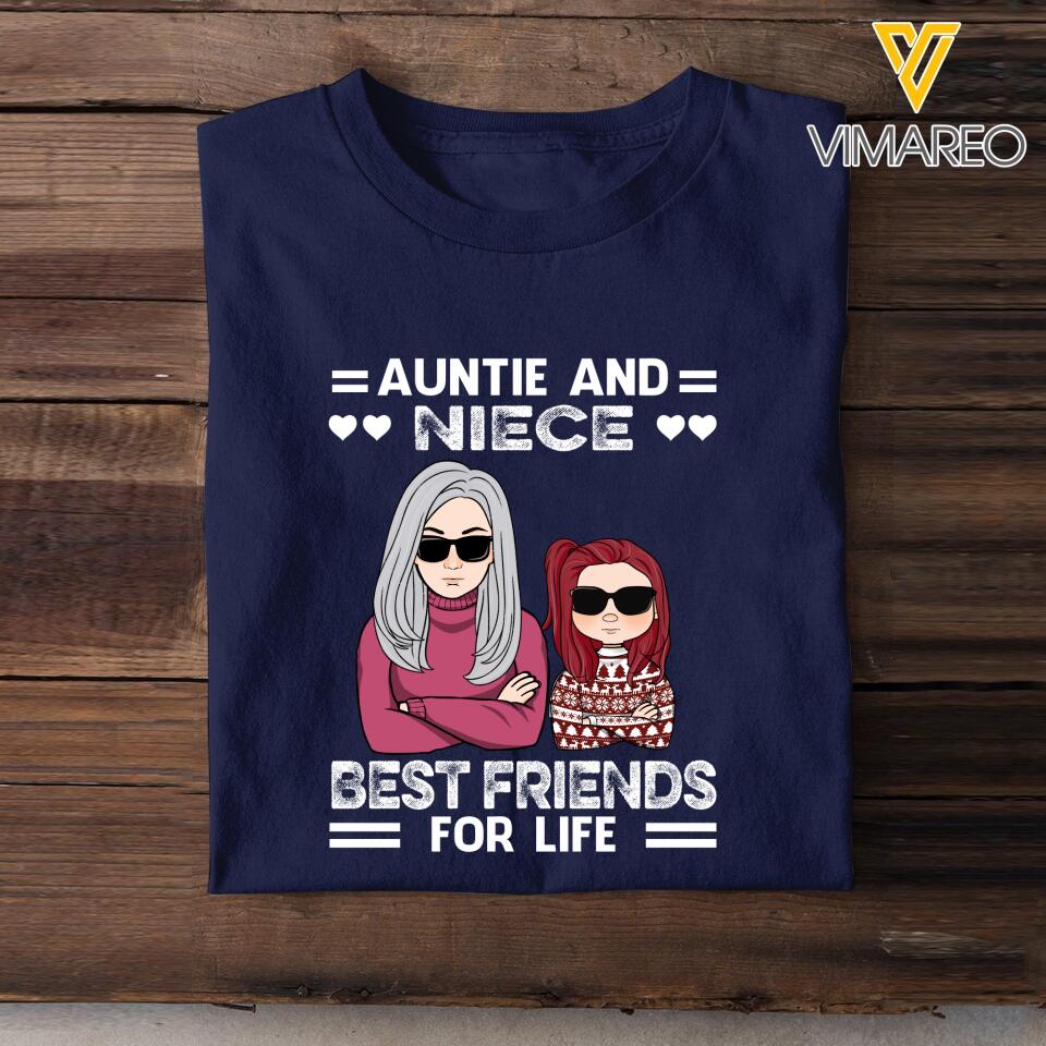 PERSONALIZED AUNTIE AND NIECE OR NEWPHEW BEST FRIENDS FOR LIFE TSHIRT QTDT1103