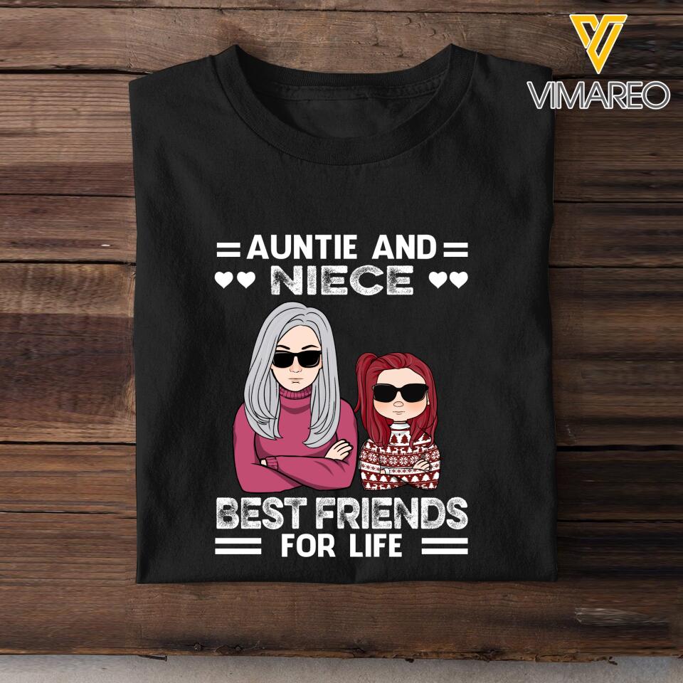 PERSONALIZED AUNTIE AND NIECE OR NEWPHEW BEST FRIENDS FOR LIFE TSHIRT QTDT1103