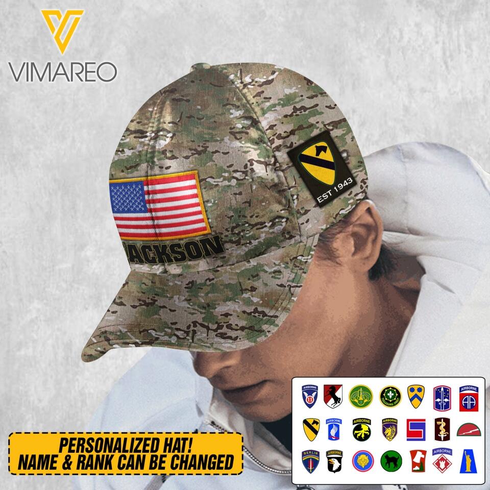 PERSONALIZED U.S CAMOM DIVISION PEAKED CAP PRINTED MTMQ1403