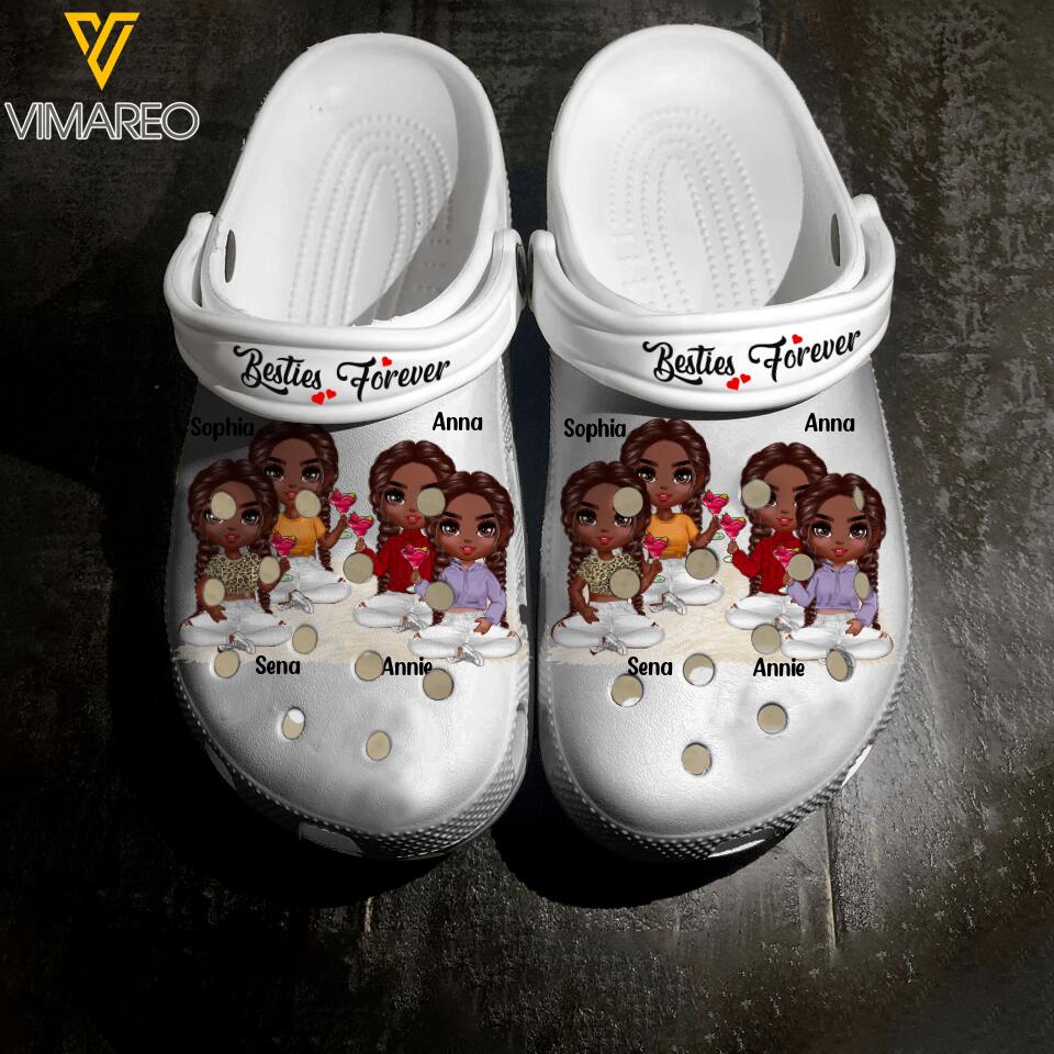 Personalized Besties Forever Clog Slipper Shoes Printed 22MAR-DT14