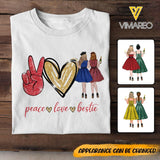 PERSONALIZED Peace Love Bestie TSHIRT QTDT1603