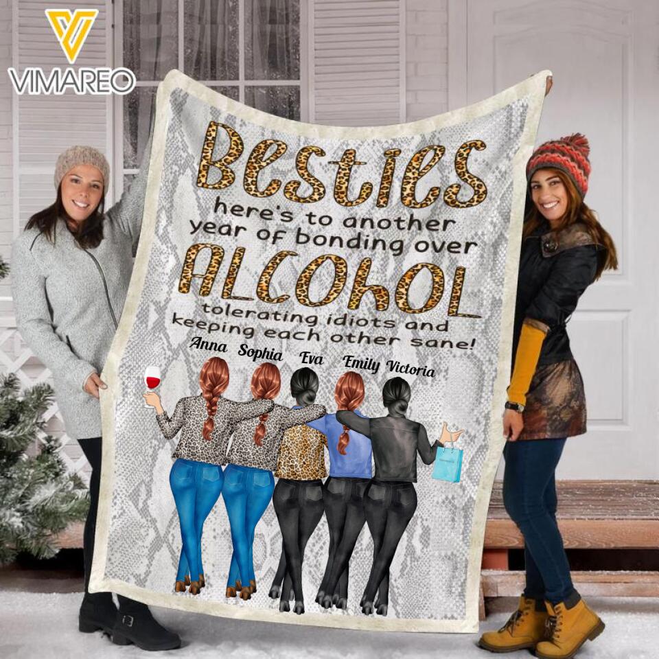 Personalized Besties Alcohol Quilt Blanket Printed 22MAR-QH18