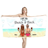 PERSOANLIZED I LOVE YOU TO THE MOON AND BACK BESTIES BEACH TOWEL MTHC2503