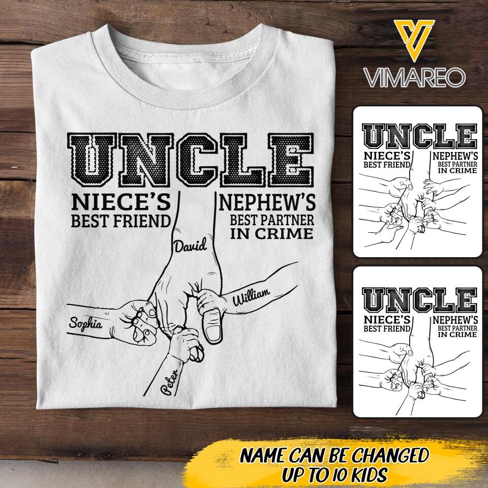 Personalized Uncle Niece's Best Friend Nephew's Best Partner in Crime Tshirt QTDT1804