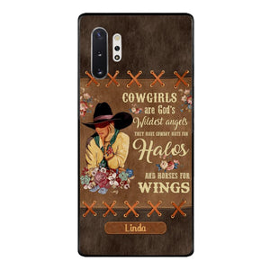 PERSONALIZED COWGIRL ARE GOD'S WILDEST ANGELS HATS FOR HALOS HORSES FOR WINGS PHONECASE QTHC0905