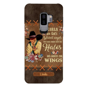 PERSONALIZED COWGIRL ARE GOD'S WILDEST ANGELS HATS FOR HALOS HORSES FOR WINGS PHONECASE QTHC0905