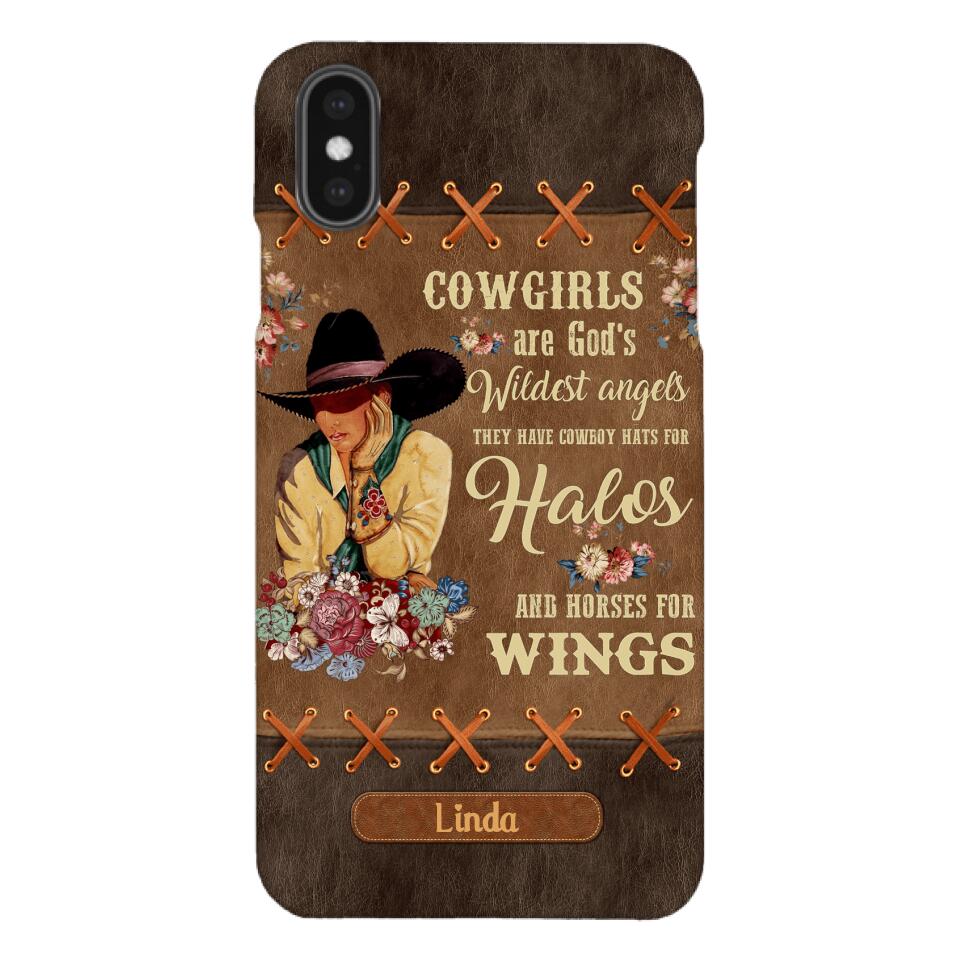 PERSONALIZED COWGIRL ARE GOD'S WILDEST ANGELS HATS FOR HALOS HORSES FOR WINGS PHONECASE QTHC0905