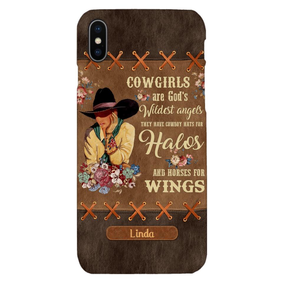 PERSONALIZED COWGIRL ARE GOD'S WILDEST ANGELS HATS FOR HALOS HORSES FOR WINGS PHONECASE QTHC0905