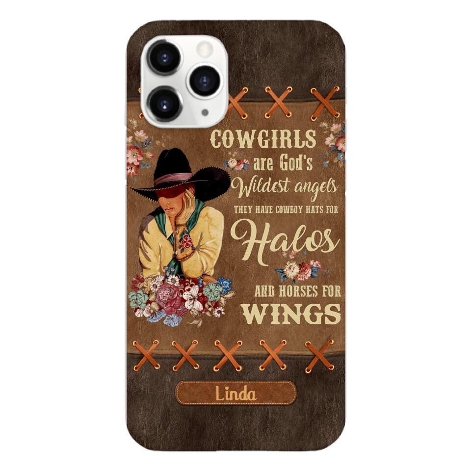 PERSONALIZED COWGIRL ARE GOD'S WILDEST ANGELS HATS FOR HALOS HORSES FOR WINGS PHONECASE QTHC0905