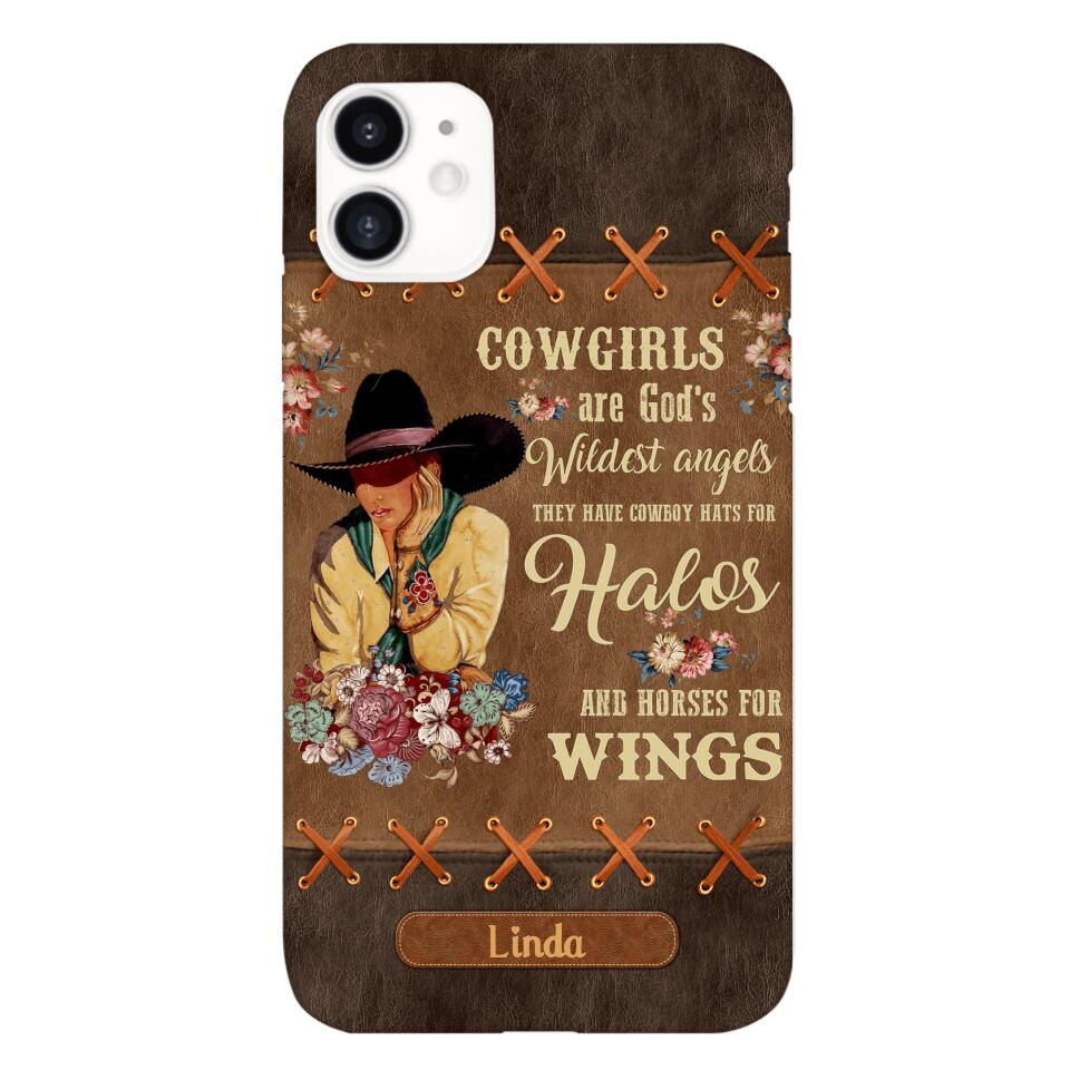 PERSONALIZED COWGIRL ARE GOD'S WILDEST ANGELS HATS FOR HALOS HORSES FOR WINGS PHONECASE QTHC0905