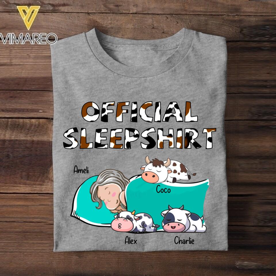 Personalized Official Sleepshirt Cow Tshirt Printed NQDT3005