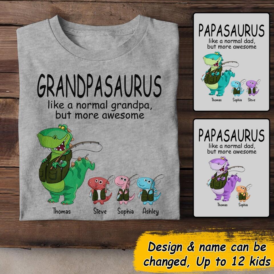 Personalized Fishing Fish Lovers Grandpasaurus And Kids Tshirt Printed 22JUL-DT09