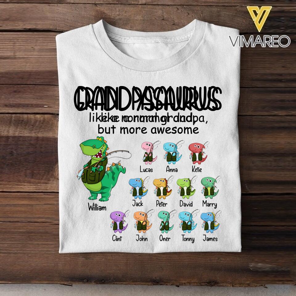 Personalized Fishing Fish Lovers Grandpasaurus And Kids Tshirt Printed 22JUL-DT09