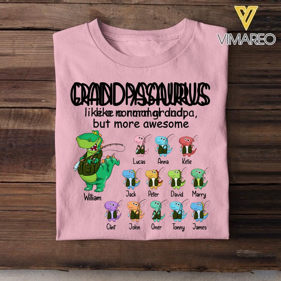 Personalized Fishing Fish Lovers Grandpasaurus And Kids Tshirt Printed 22JUL-DT09