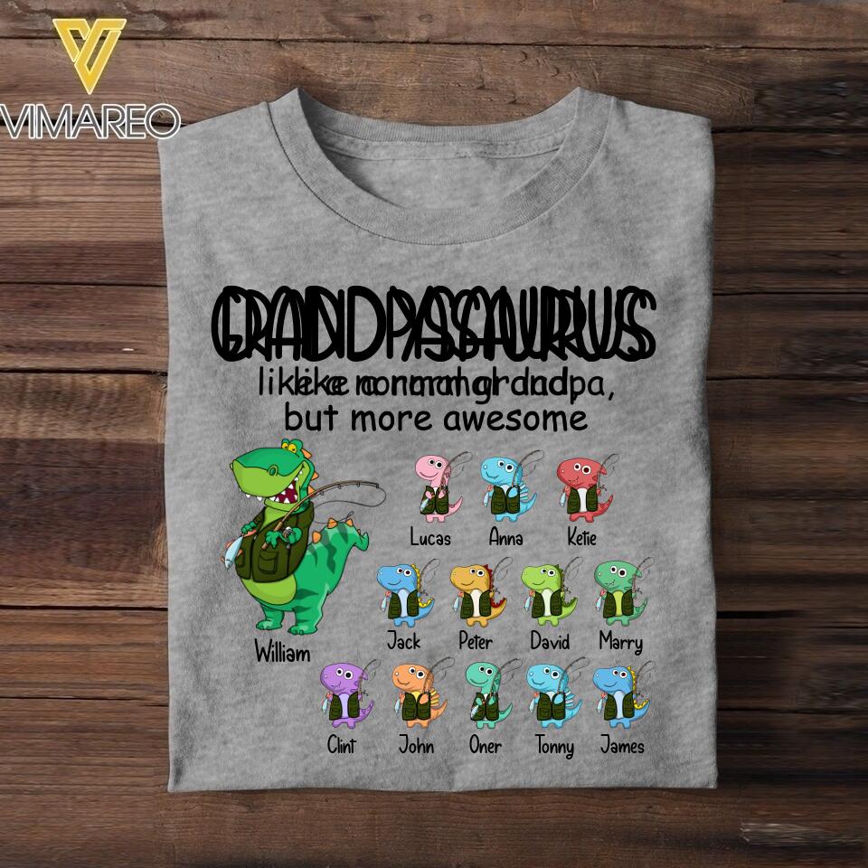 Personalized Fishing Fish Lovers Grandpasaurus And Kids Tshirt Printed 22JUL-DT09