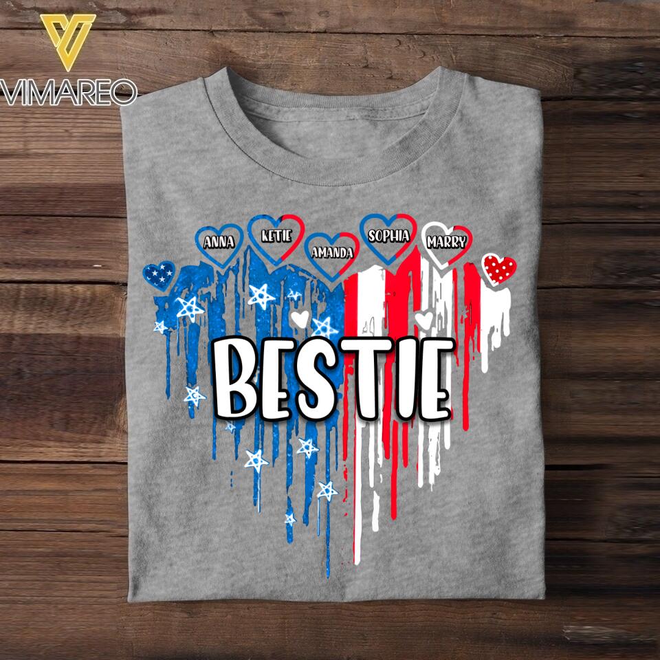 Personalized Bestie Flag Heart Independence Day
Tshirt Printed 22JUL-HQ10