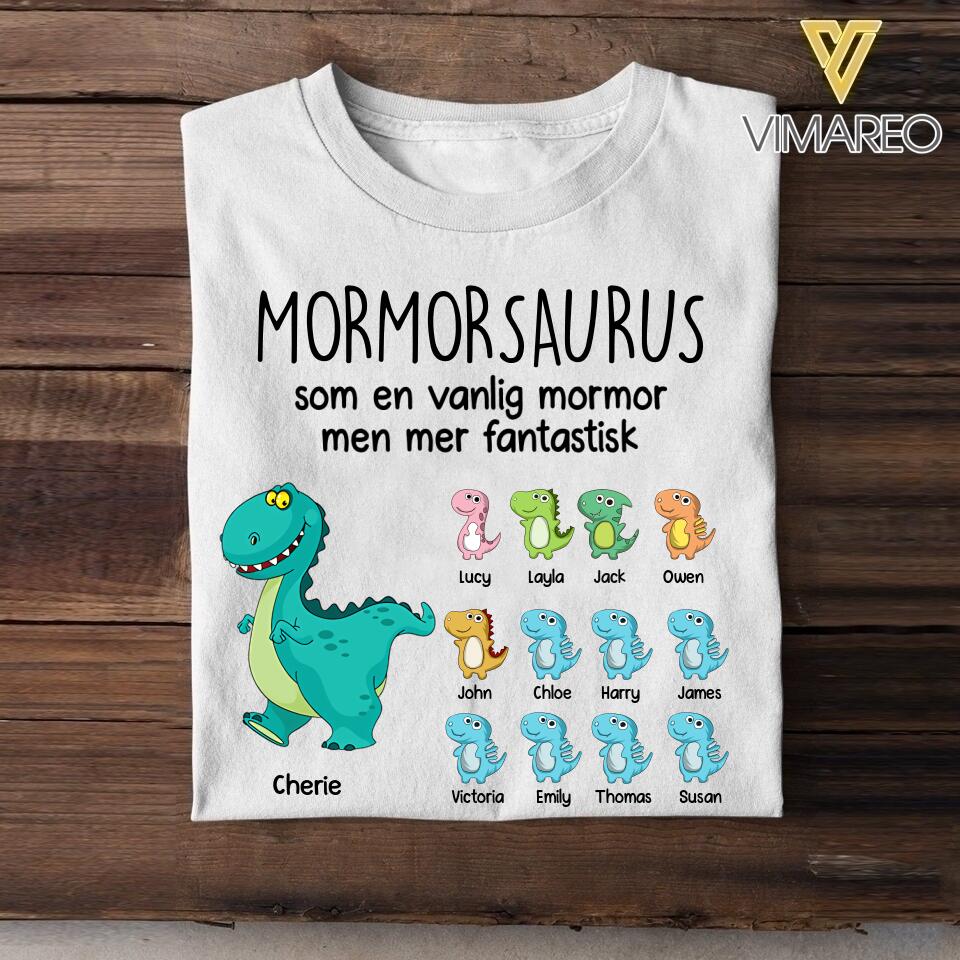 Personalized Swedish Mormorsaurus Tshirt Printed Mother's Day Gifts For Grandmother & Mom