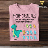 Personalized Swedish Mormorsaurus Tshirt Printed Mother's Day Gifts For Grandmother & Mom