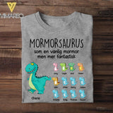 Personalized Swedish Mormorsaurus Tshirt Printed Mother's Day Gifts For Grandmother & Mom