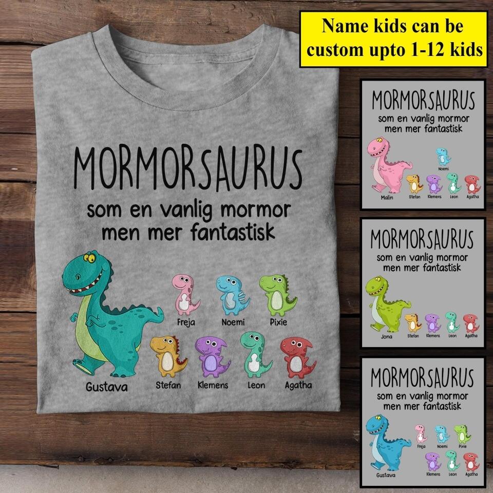 Personalized Swedish Mormorsaurus Tshirt Printed Mother's Day Gifts For Grandmother & Mom