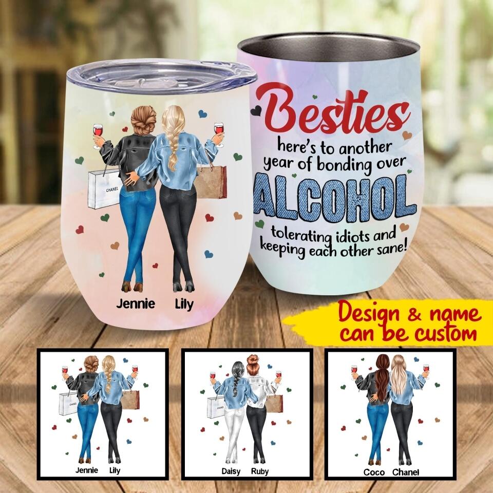 Personalized Bestie Wine Tumbler Printed 22JUY-MA29