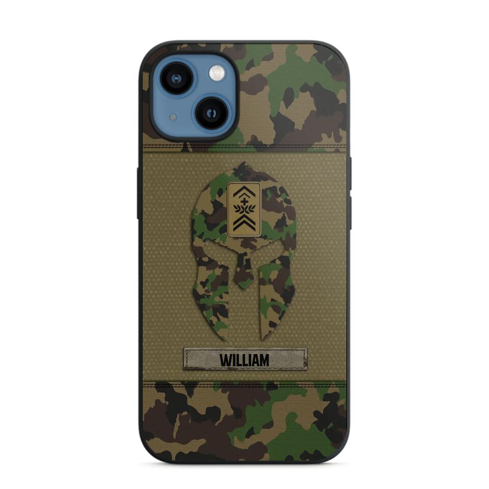 Personalized Swiss Veterans/Soldier Spartan Camo Phone Case Printed 22SEP-HY12