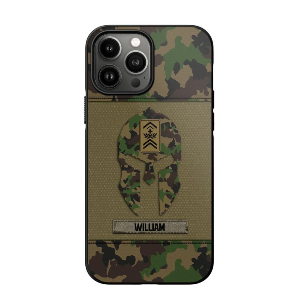 Personalized Swiss Veterans/Soldier Spartan Camo Phone Case Printed 22SEP-HY12