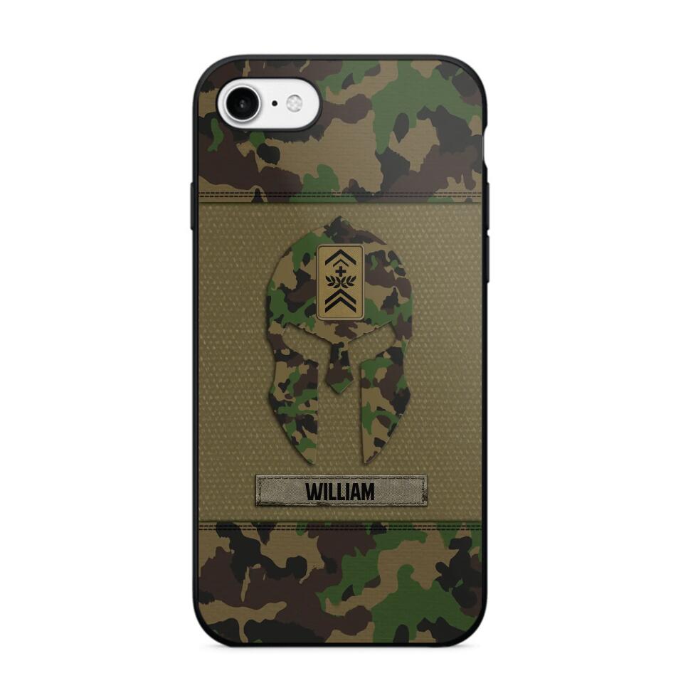 Personalized Swiss Veterans/Soldier Spartan Camo Phone Case Printed 22SEP-HY12