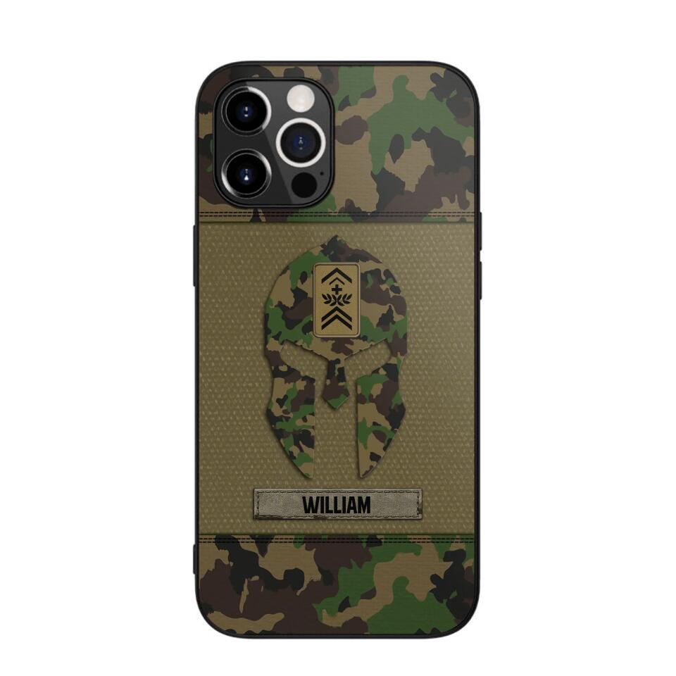 Personalized Swiss Veterans/Soldier Spartan Camo Phone Case Printed 22SEP-HY12