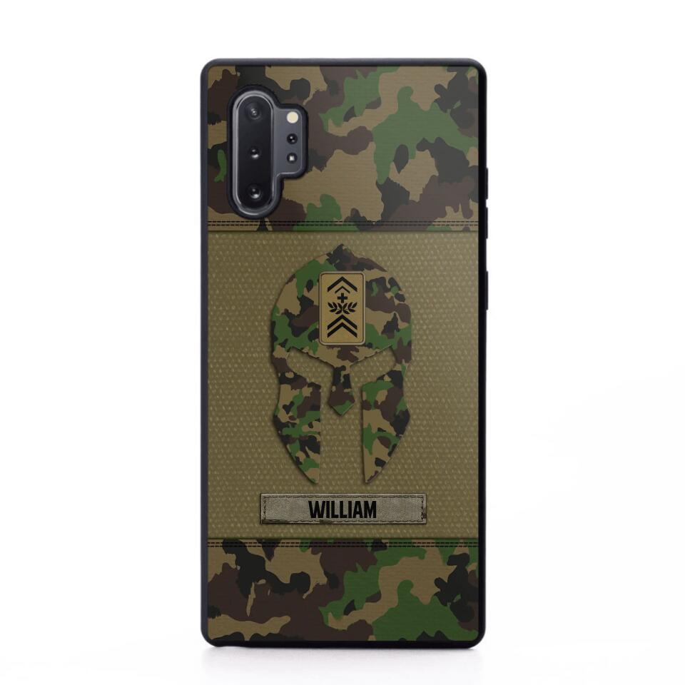 Personalized Swiss Veterans/Soldier Spartan Camo Phone Case Printed 22SEP-HY12