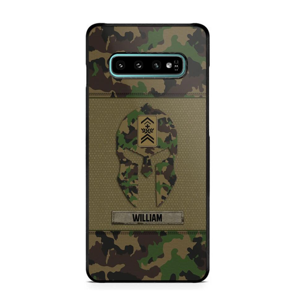 Personalized Swiss Veterans/Soldier Spartan Camo Phone Case Printed 22SEP-HY12