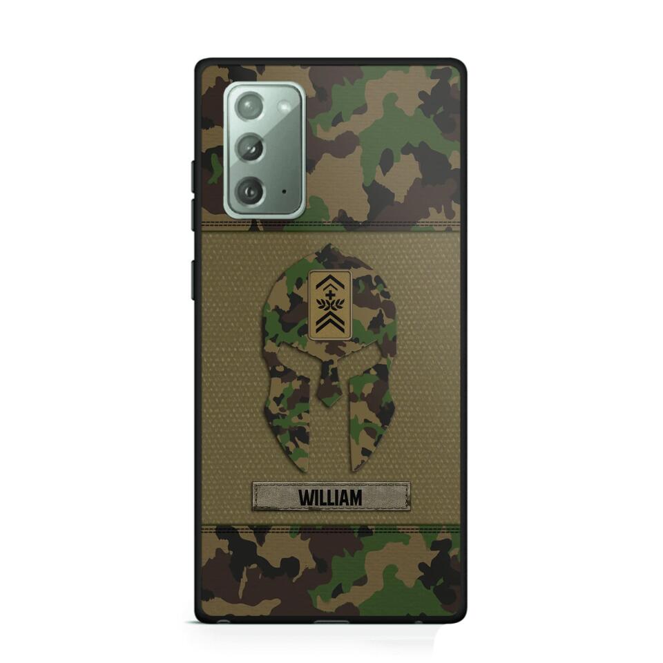 Personalized Swiss Veterans/Soldier Spartan Camo Phone Case Printed 22SEP-HY12