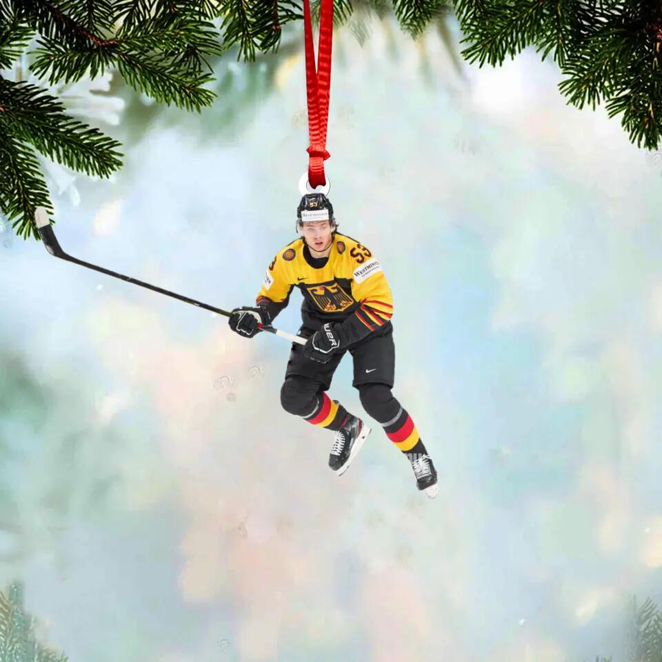 Personalized Image German Eishockey Christmas Wood Ornament Printed 22SEP-HY26